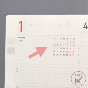 2021年手帳開箱 手帳內頁 週計畫-迷你月曆