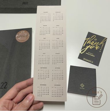2022年手帳開箱-Take A Note-附贈的年曆書籤卡（背面）