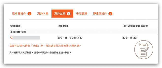 【購物實測】Amazon UK 透過英國集運轉寄至台灣教學-Buyandship顯示海外出庫日期、預計抵達香港倉庫的日期