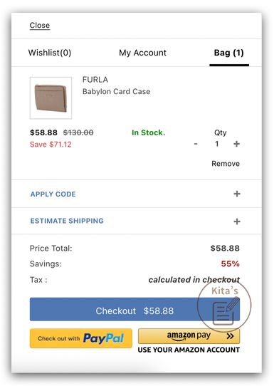 【美國Jomashop購物實測評價】_將FURLA卡片包置入購物車準備結帳