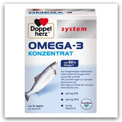德國保健食品-德之寶（雙心牌）德之寶（雙心牌）Doppelherz Omega 3 濃縮深海魚油軟膠囊 60%