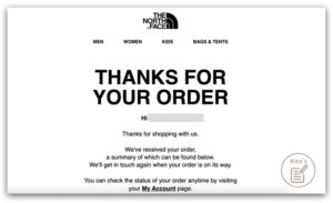 【購物實測】The North Face 跨國網購 - 收到訂單確認信