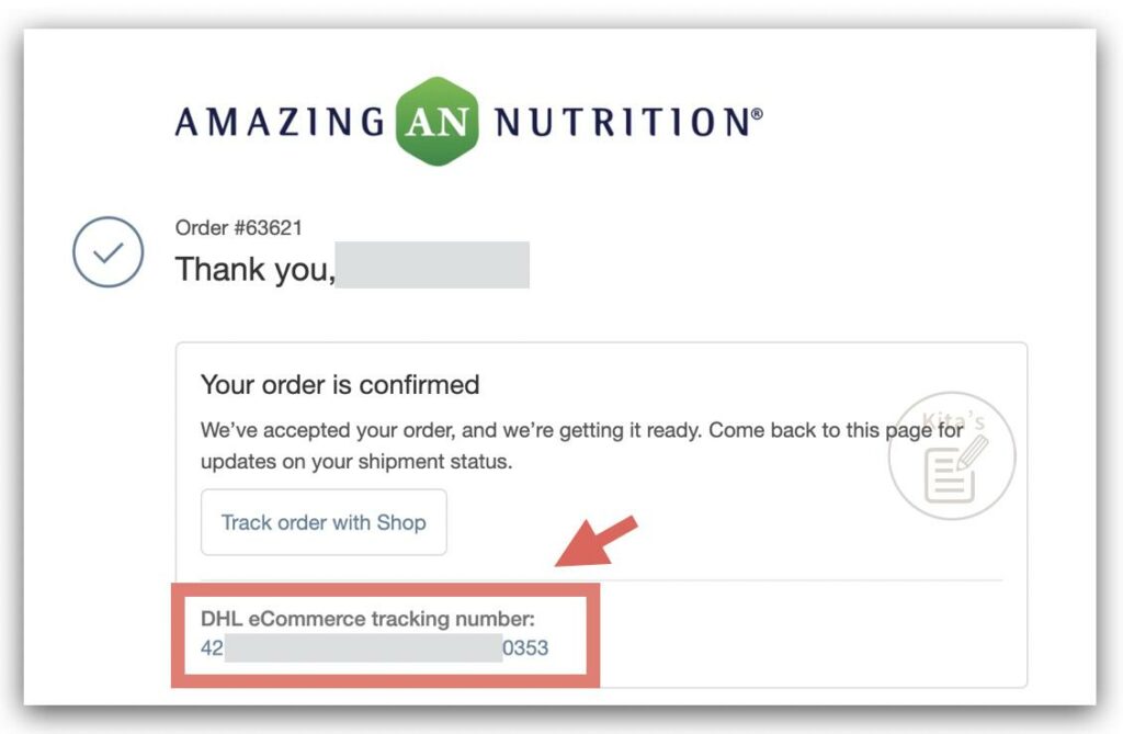 Amazing Nutrition 購物流程與評價 - 收到包裹出貨單號